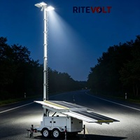 Çevre Dostu Taşınabilir Aydınlatma Kulesi Treyleri Güneş Enerjili LED Lamba Teleskopik Direk IP67 Su Geçirmez 7m-12m Yükseklik