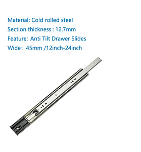 CS1345FQ, acero laminado en frío de alta calidad, enclavamiento antiinclinación, rodamiento de bolas telescópico completo, riel deslizante para cajón de servicio pesado - Product Image 5