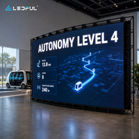 Mur d'affichage LED panoramique P1.86 pour centre de démonstration de navettes autonomes, à faible réflexion et large angle de vision, installation fixe