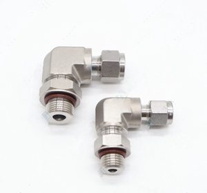Conector de <span class=keywords><strong>Ángulo</strong></span> Recto Ajustable de <span class=keywords><strong>Doble</strong></span> Férula para Tubería Métrica de Acero Inoxidable SS316 de 2-50 mm - Product Image 1