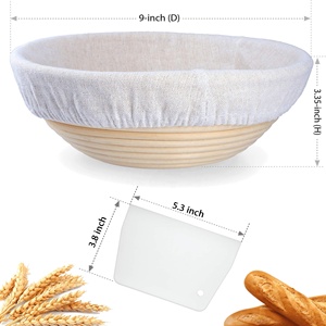 Kit de panier de levage pour pain rond de 10 pouces, ensemble de paniers de levage en rotin naturel pour la pâte à pain - Product Image 3