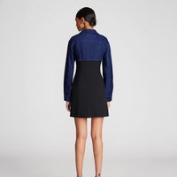 Robe en jean décontractée et tendance pour femmes, chemise à patchwork lavée de haute qualité, printemps-automne, boutons sur le devant