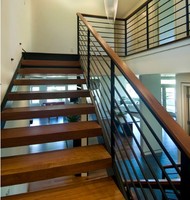 DAIYA Holzfurnier-Treppe mit Massivholz-Stufen U-förmiges Treppendesign