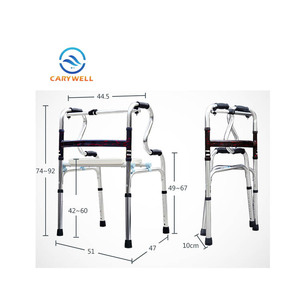 גובה מתכוונן מסגרת 4 רגל הליכון מתקפל ווקר עם מושב - Product Image 3