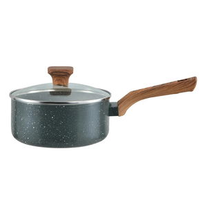 Non Stick 13-Piece Forged Ceramic Marble Coated Pot <b>Pan</b> Glass <b>Lids</b> Wooden Soft touch Handles Aluminium Cookware Set - Product Image 3