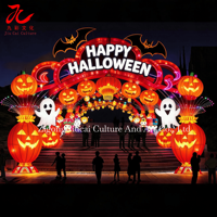 Arche de festival d'Halloween extérieure géante en soie, motif citrouille, crâne, chauve-souris, pour festival de la lumière