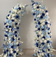 Arche de fleurs artificielles en soie J-H091 pour mariage, décoration d'arche de fleurs artificielles, arrangement floral pour arche en forme de corne, arche de fleurs en forme de corne violette