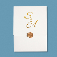 Inviti di Nozze di Lusso in Acrilico Personalizzati con Stampa in Lamina d'Oro e Sigillo in Cera per Sposa, Vendita all'Ingrosso