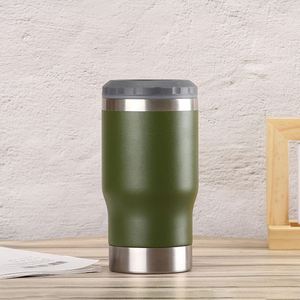 Refroidisseur de canettes de bière 4-en-1 de 12oz, 14oz, 16oz avec 2 couvercles, en acier inoxydable à double paroi, tasse de voyage pour café et support de canettes - Product Image 3