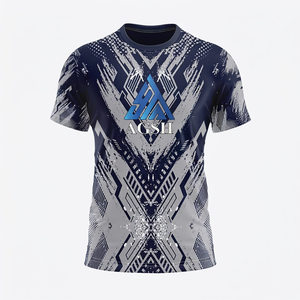 เสื้อยืดแขนสั้นพิมพ์ลายซับลิเมชั่นสำหรับผู้ชาย AGSH ลายเรียบ แห้งเร็ว ทรงปกติ สปอร์ต คอกลม โพลีเอสเตอร์ 100% - Product Image 1