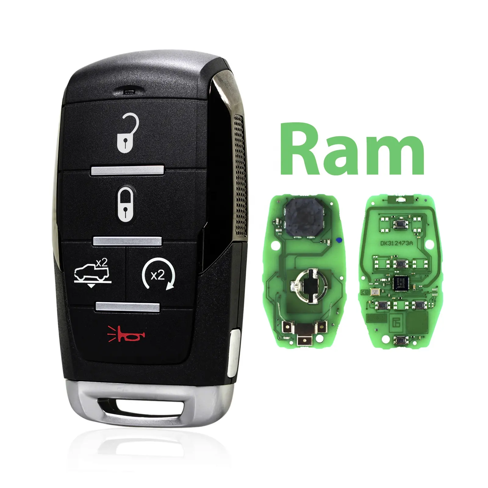 5 Buttons 433.92MHz Keyless Entry Fob Remote Control Key Car For Dodge 2019 2020 2021 Ram 1500 Pickup FCC ID:OHT-4882056