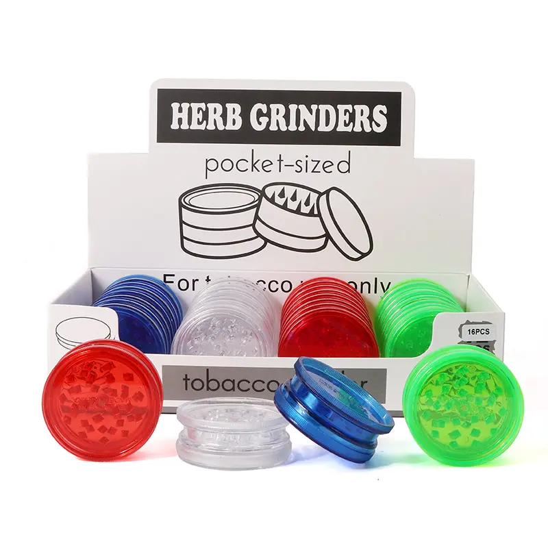 Erliao 3 Laag 60Mm Plastic Kruidenmolen Groothandel Droge Specerij Custom Grinder Crusher Transparant Acryl Tabak Grinder Herbe