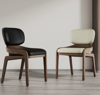 JP Style nordique Simple en cuir noir loisirs fauteuil hôtel Villa Restaurant cadre en bois luxe salle à manger chaise meubles