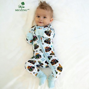 Miozing Monster Truck Racing Soft Bamboo Baby Sleeper Two-way Zipper Romper Breathable Cozy Sleepwear untuk Bayi Tersedia di Stok - Product Image 1