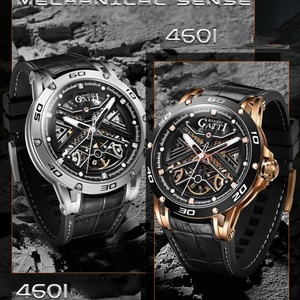 BG4601 Men <b>Automatic</b> Luxury Tourbillon <b>Watch</b> Vintage Mechanical 5ATM <b>Skeleton</b> Sapphire Luminous Leather Strap German Craft - Product Image 2