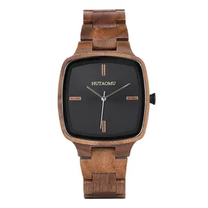 Montres-bracelets carrées en bois naturel de luxe pour hommes pour femmes vente en gros de produits personnalisés et populaires de marque privée