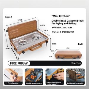 Ensemble de réchaud à gaz de camping portable pour l'extérieur, barbecue, rôtissoire, marmite, ustensiles de cuisine pour la randonnée, les pique-niques et les aventures - Product Image 3