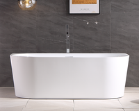 Baignoire autoportante moderne en acrylique de 1,5/1,6/1,7/1,8 m avec robinet de vidange chromé, massage par air et hydromassage, certifiée CE