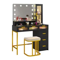 Meubles de chambre à coucher commode à lumière LED table de vanité avec miroir coiffeuse de maquillage en bois moderne