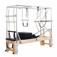 Peralatan Studio Multifungsi Pilates Reformer Profesional Full Rail dengan Half Tower untuk Home Gym
