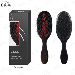 Manico nero personalizzato in plastica ovale Paddle Massage cuoio capelluto pettine in Nylon setola districante spazzola per Extension per capelli - Product Image 4