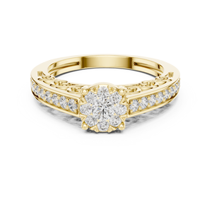 Anillo Clásico de Oro con Diamantes para Mujer, Estilo Elegante y de Lujo para Boda, Compromiso y Uso Diario - Product Image 1