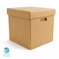 Boîte en papier kraft recyclé avec couvercle et base, poignée découpée, impression de logo personnalisée, boîte de rangement robuste pour cadeaux
