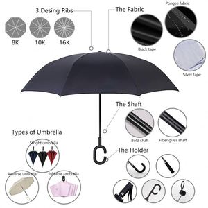 High Quality Reverse Shaped C Handle Windproof <b>Umbrella</b> Custom Inverted Rain Sun Portable Straight <b>Automatic</b> Inverted <b>Umbrellas</b> - Product Image 6