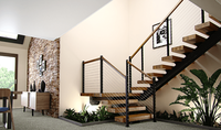 ECT Lumière LED ultra moderne Escalier en bois Mono Stringer Escalier