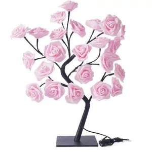 Albero di Rose Artificiali con Luce LED Notturna, Lampada da Tavolo Decorativa per Casa, Camera da Letto, Matrimoni, Feste e Decorazioni Natalizie - Product Image 2