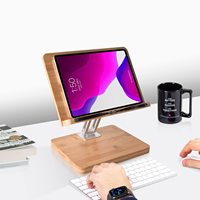 Vente en gros de support ergonomique moderne en bambou pour téléphone et livre de cuisine Support de livre rotatif à 360 ° Support pour tablette à angle réglable Support de lecture