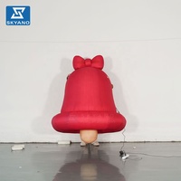 Décoration publicitaire suspendue gonflable en forme de cloche rouge pour centres commerciaux et festivals