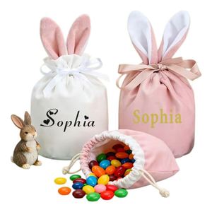 Drawstring Bunny Gift Bags, Velvet Rabbit Ear Storage Bag, Cute Pouch for <b>Easter</b> Party <b>Egg</b> <b>Hunt</b> - Product Image 1