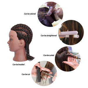 Cabeza de Maniquí Afro Rizada de 8 Pulgadas para Prácticas de Trenzado, 100% Cabello Humano, <span class=keywords><strong>Muñeca</strong></span> de Entrenamiento de Cosmetología para Peluqueros - Product Image 4