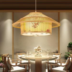 โคมไฟแขวนไม้ไผ่ทรงกลม E27 LED หัวเดียว สำหรับร้านอาหาร ห้องส่วนตัว โฮมสเตย์ ร้านค้า - Product Image 3