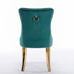 DB A & A Furniture Nikki Collection Silla de comedor tapizada de terciopelo contemporáneo de gama alta Madera maciza con mechones y acabado dorado - Product Image 6