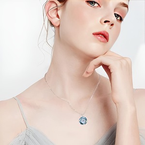 Collier Fantasy Evil Of Eye en argent sterling 925 collier rond en cristal bleu Evil Of Eye pour les femmes - Product Image 2