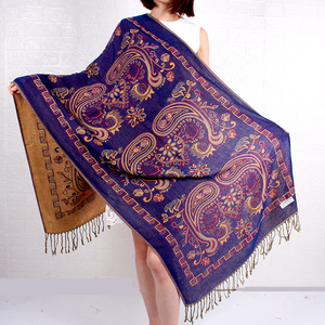 Wholesale <strong>Paisley</strong> <strong>Pashmina</strong> <strong>Scarves</strong> Thick Winter Women Jacquard Long Tassel <strong>Scarf</strong> - Product Image 2