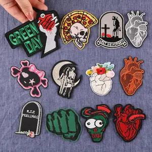 Хэллоуин панк хоррор тема патч череп пальцы сердце игральные карты Роза вышивка патч