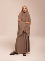 Ensemble Abaya Musulmane Tendance avec Long Hijab et Jupe – Tissu Jersey Premium – Vêtements Khimar pour Femme Musulmane