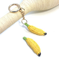 Handgemaakte gehaakte fruit- en groentehanger van raffia, geweven bananen- en paddenstoelvormige tas-hanger sleutelhanger voor rugzak, handtas, feestdagencadeau