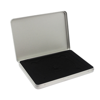 Boîtes métalliques rectangulaires argentées recyclables avec fenêtre, pour CD/DVD, avec insert en mousse, impression CMYK, taille personnalisable
