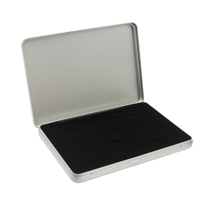 Recyclable Silver Rectangle CD Hinged Metal Tins with Window <strong>DVD</strong> <strong>Case</strong> with Foam Insert Tray CMYK Printing Customizable Size - Product Image 1