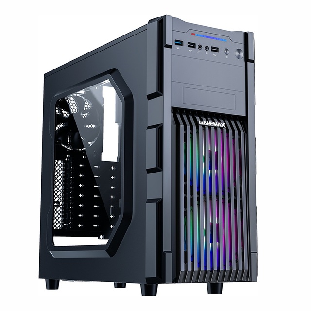 GameMax Mid Tower Gaming PC Case with FRGB Fans ATX Power Supply USB Ports Bottom Loaded-in Stock