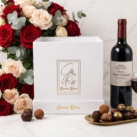 Luxuriöse Maßgefertigte Handgemachte Schokoladen-Geschenkverpackung Quadratische Box mit Griff Schleife Goldfolie UV-Beschichtung Matt-Laminierung Prägung Schaumstoff