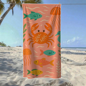 Toalla de playa con dibujos de cangrejos y peces pequeños, toalla extragrande de secado rápido, ligera y sin arena para viajes, piscina, camping - Product Image 1