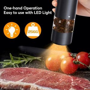 New Plastic Salt & <b>Pepper</b> <b>Grinder</b> Set USB Rechargeable Eco-Friendly Electric <b>Pepper</b> Mill with Light - Product Image 5
