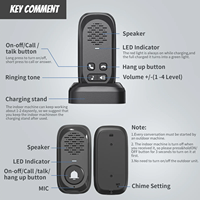 Système d'interphone sans fil étanche longue distance Full Duplex rechargeable alimenté par batterie pour la maison et le bureau Sonnette de porte