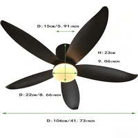 Ventilateurs de plafond modernes de haute qualité, nouveau design, 36 pouces, 5 pales en ABS, avec lumière et télécommande