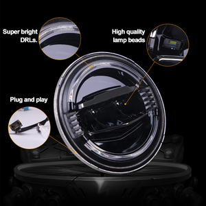 Faro Led redondo de haz alto/bajo de 7 pulgadas y 7 ", lámpara de bienvenida azul, indicador amarillo, Drl blanco para <span class=keywords><strong>Jeep</strong></span> Wrangler Jk - Product Image 4